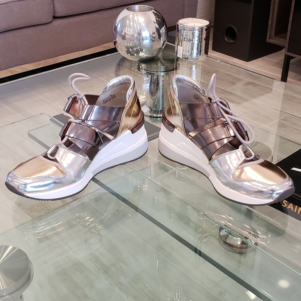 Flash Sale-Michael Kors multi metallic cages sneakers